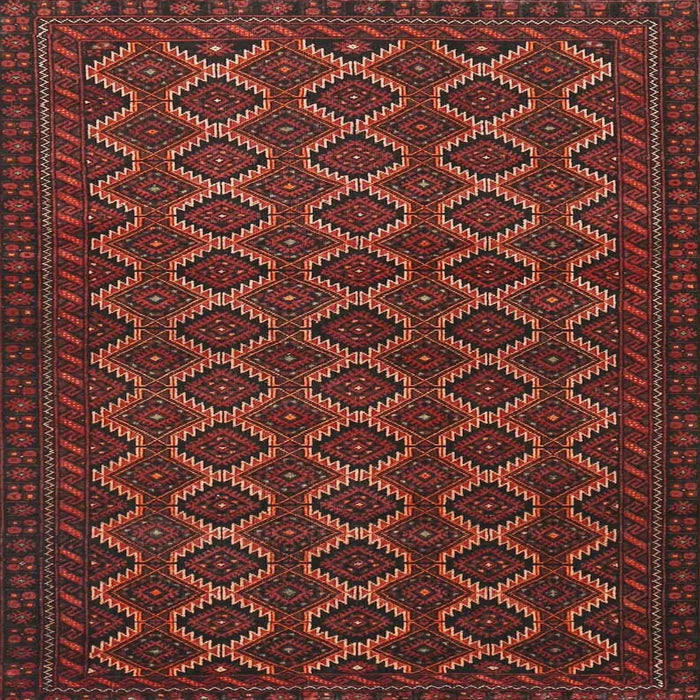 Round Machine Washable Traditional Saffron Red Rug, wshtr4004