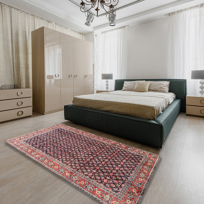 Traditional Red Persian Rug in a Bedroom, tr4006