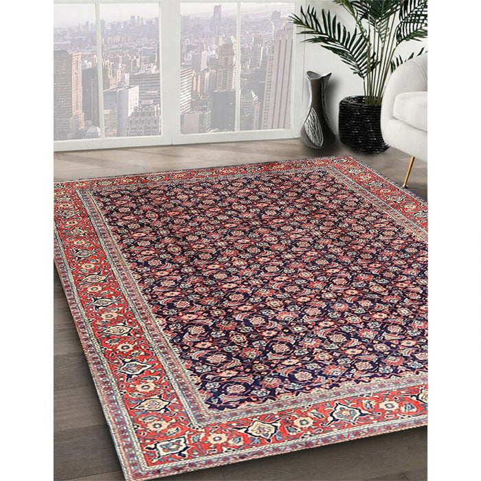 Machine Washable Traditional Vermilion Red Rug in a Family Room, wshtr4006