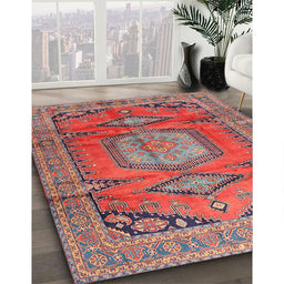 Machine Washable Traditional Rosy Pink Rug in a Family Room, wshtr4007