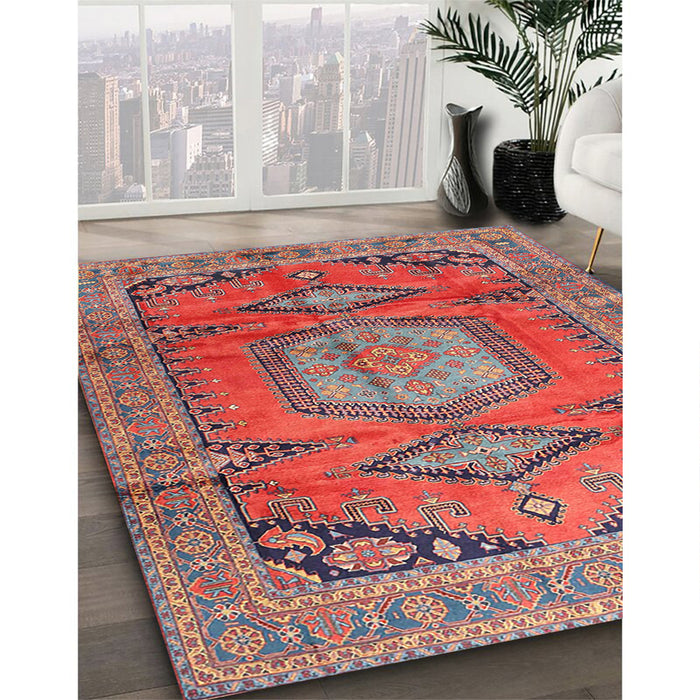 Machine Washable Traditional Rosy Pink Rug in a Family Room, wshtr4007