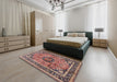 Machine Washable Traditional Brown Red Rug in a Bedroom, wshtr4008