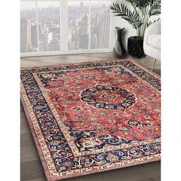 Traditional Brown Red Medallion Rug in Family Room, tr4008