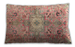 Traditional Classic Rectangular Rust Pink Lumbar Throw Pillow, 13 inch by 19 inch, lbtr4009
