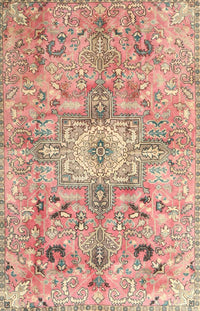 Machine Washable Traditional Rust Pink Rug, wshtr4009