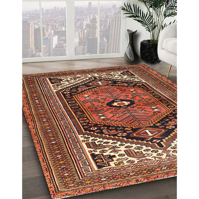 Machine Washable Traditional Saffron Red Rug in a Family Room, wshtr400