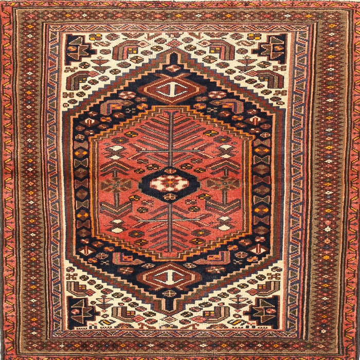 Round Machine Washable Traditional Saffron Red Rug, wshtr400