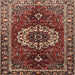 Square Traditional Saffron Red Medallion Rug, tr4010