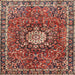 Square Traditional Orange Salmon Pink Medallion Rug, tr4012