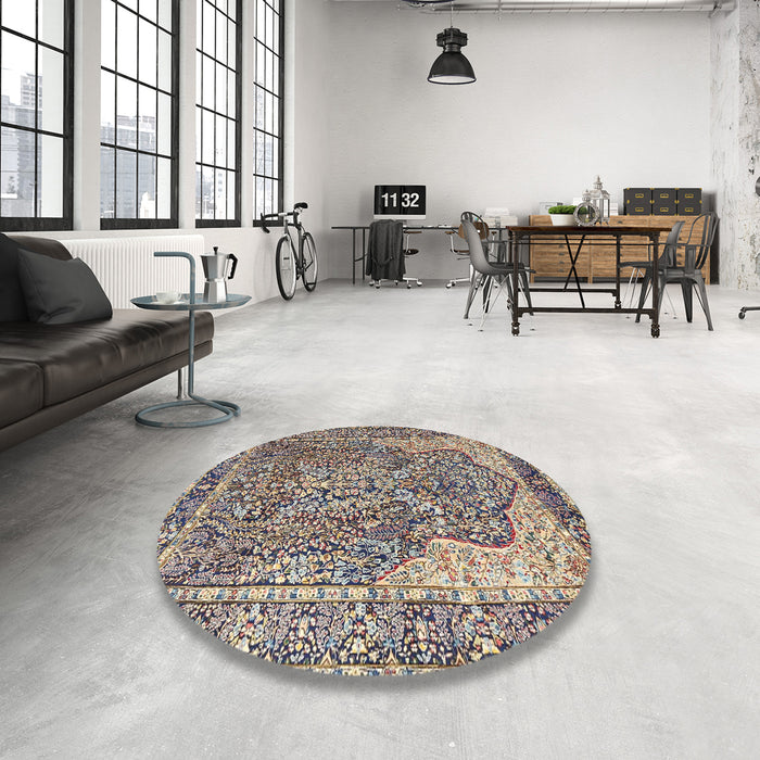 Round Machine Washable Traditional Tan Brown Rug in a Office, wshtr4014