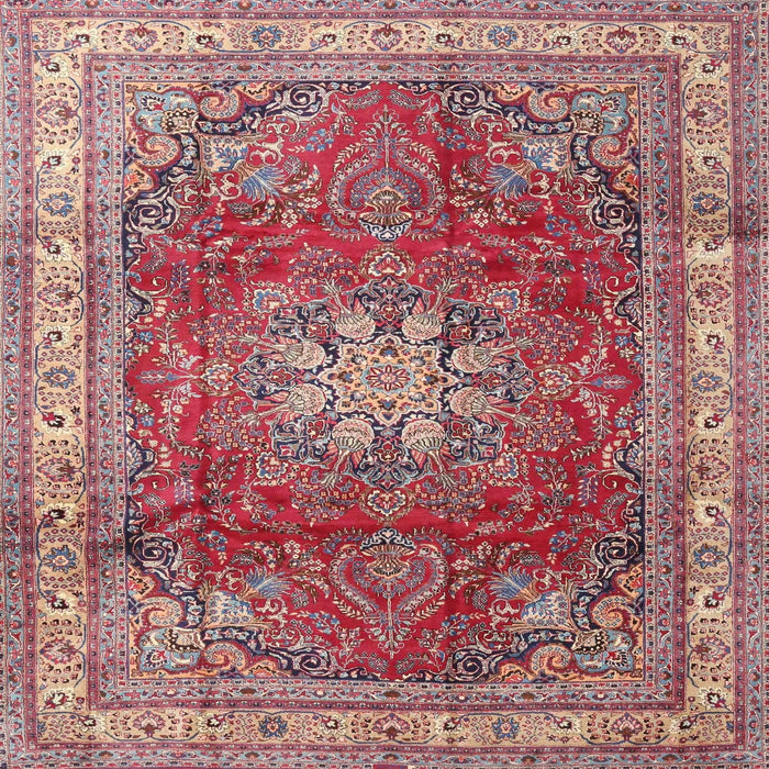 Square Traditional Bright Maroon Red Persian Rug, tr4015