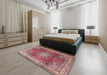 Traditional Bright Maroon Red Persian Rug in a Bedroom, tr4015