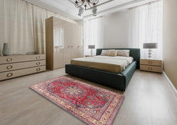 Traditional Bright Maroon Red Persian Rug in a Bedroom, tr4015
