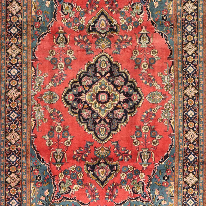 Machine Washable Traditional Orange Salmon Pink Rug, wshtr4016