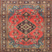 Square Traditional Orange Salmon Pink Persian Rug, tr4016