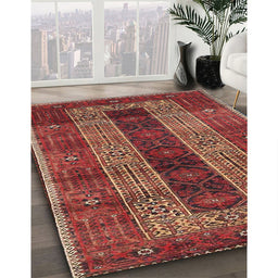 Machine Washable Traditional Rust Pink Rug in a Family Room, wshtr4017