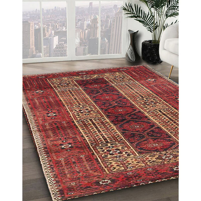 Machine Washable Traditional Rust Pink Rug in a Family Room, wshtr4017
