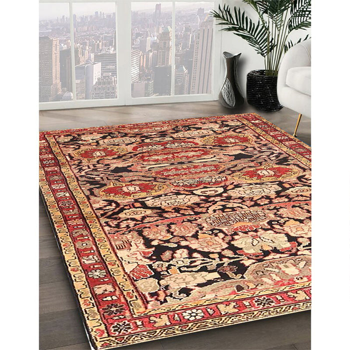 Machine Washable Traditional Sand Brown Rug in a Family Room, wshtr4019