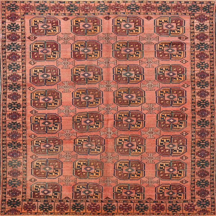 Square Traditional Brown Red Southwestern Rug, tr401