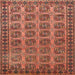 Square Traditional Brown Red Southwestern Rug, tr401