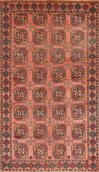 Machine Washable Traditional Brown Red Rug, wshtr401