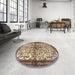 Round Machine Washable Traditional Sepia Brown Rug in a Office, wshtr4021