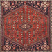 Round Machine Washable Traditional Rust Pink Rug, wshtr4022