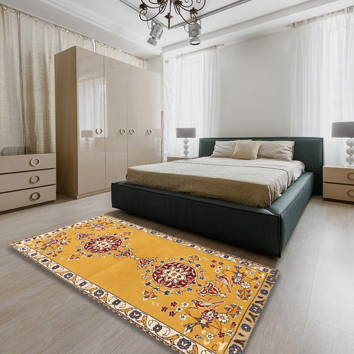 Machine Washable Traditional Red Rug in a Bedroom, wshtr4023