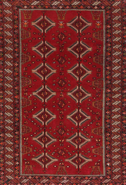 Machine Washable Traditional Brown Red Rug, wshtr4024