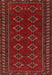 Machine Washable Traditional Brown Red Rug, wshtr4024