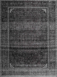 Machine Washable Traditional Charcoal Black Rug, wshtr4025