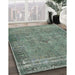 Machine Washable Traditional Dark Sea Green Rug in a Family Room, wshtr4026