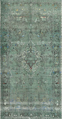 Machine Washable Traditional Dark Sea Green Rug, wshtr4026