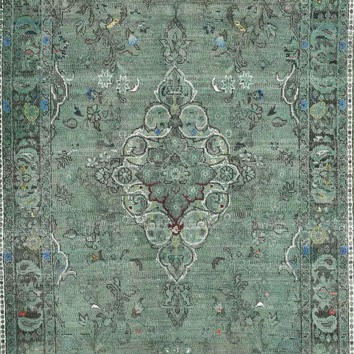 Machine Washable Traditional Dark Sea Green Rug, wshtr4026