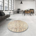 Round Traditional Vanilla Gold Persian Rug in a Office, tr4027