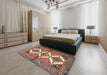 Machine Washable Traditional Brown Red Rug in a Bedroom, wshtr4028