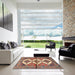 Square Machine Washable Traditional Brown Red Rug in a Living Room, wshtr4028