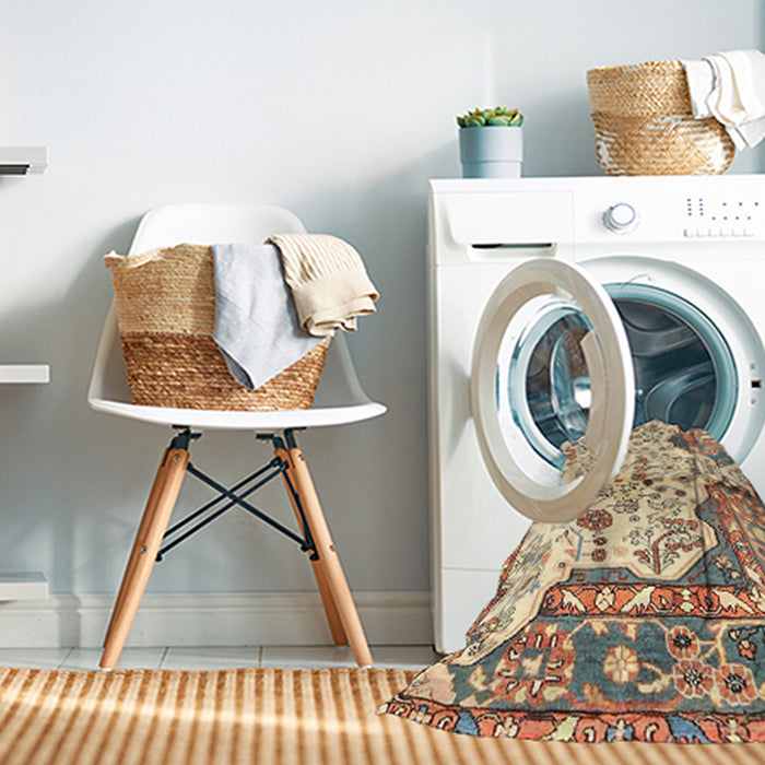 Machine Washable Traditional Sienna Brown Rug in a Washing Machine, wshtr4030