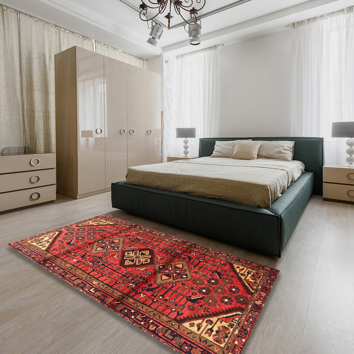Traditional Red Persian Rug in a Bedroom, tr4031