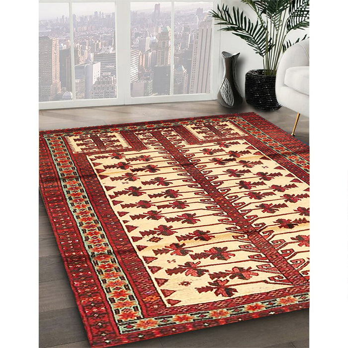 Machine Washable Traditional Sand Brown Rug in a Family Room, wshtr4033
