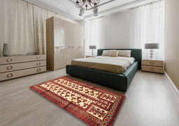 Traditional Sand Brown Persian Rug in a Bedroom, tr4033