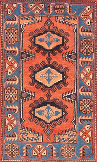 Machine Washable Traditional Orange Salmon Pink Rug, wshtr4035