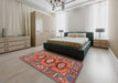 Traditional Orange Salmon Pink Persian Rug in a Bedroom, tr4035