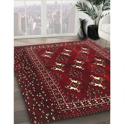 Traditional Chestnut Brown Persian Rug in Family Room, tr4036