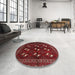 Round Machine Washable Traditional Chestnut Brown Rug in a Office, wshtr4036