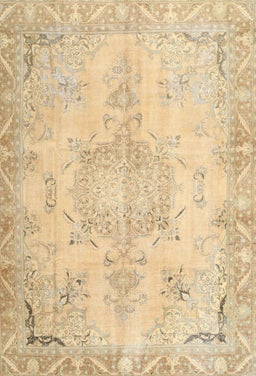 Machine Washable Traditional Brown Gold Rug, wshtr4038