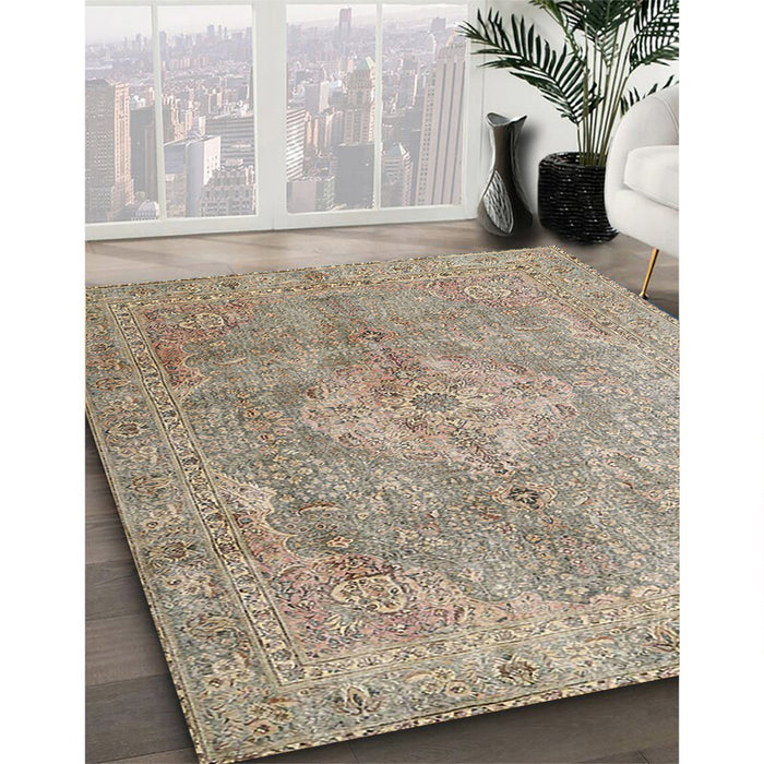 Traditional Dark Almond Brown Persian Rug in Family Room, tr4039