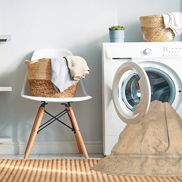 Machine Washable Traditional Brown Gold Rug in a Washing Machine, wshtr4040