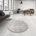 Round Traditional Dark Gray Persian Rug in a Office, tr4043