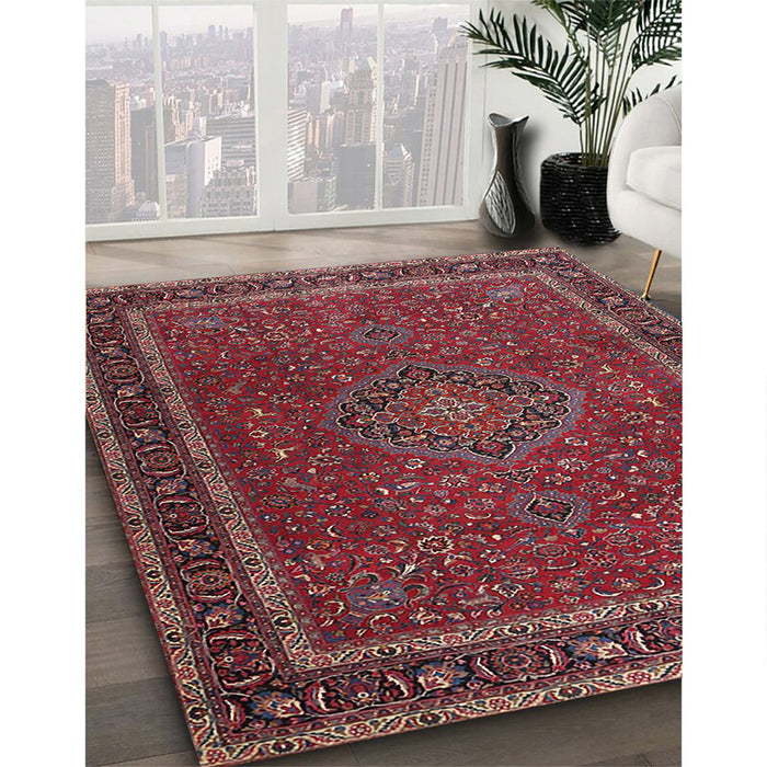 Traditional Dark Almond Brown Persian Rug in Family Room, tr4044